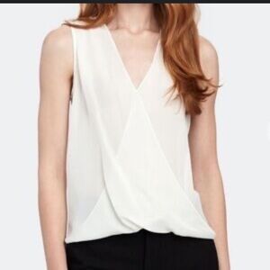 L’Agence Mila Elegant Sleeveless Cream silk Sleeveless Blouse S